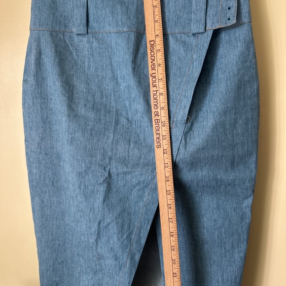 Derek Lam 10 Crosby Light Denim Asymmetric slit long pencil skirt size 6 - Picture 7 of 7
